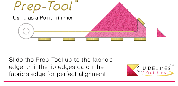 Trim triangle points with the Prep-Tool by Guidelines4Quilting