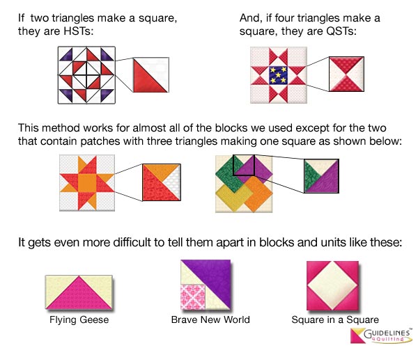 Half and Quarter Square Triangle Combinations - Guidelines4Quilting