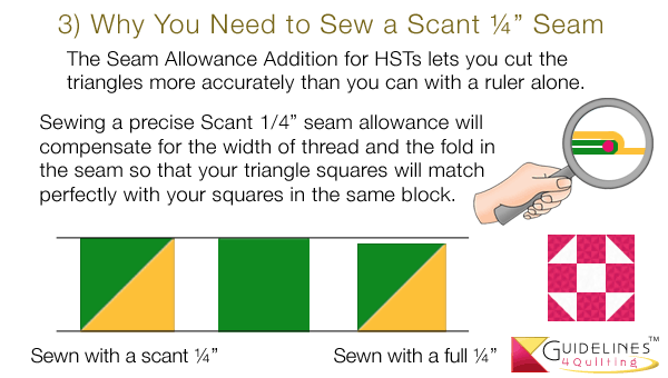 Why You Should Sew Scant Quarter Inch Seam Allowances by Guidelines4Quilting