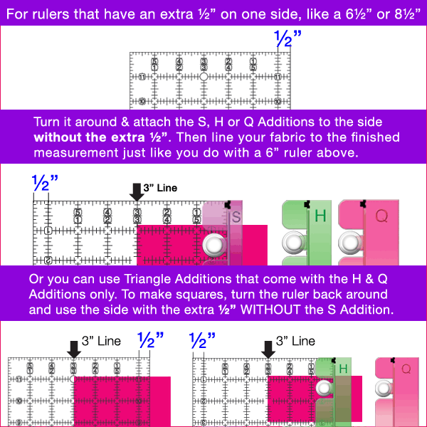 How to use Seam Allowance Additions with your 6 1/2" rulers by Guidelines4Quilting